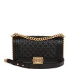 Medium Boy Bag Black Caviar Antique Gold Hardware.