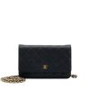 Black Quilted Caviar Wallet on Chain Gold Hardware.