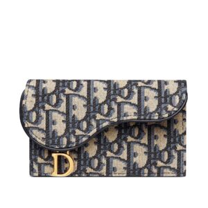 Dior Saddle Flap Compact Zipped Card Holder in Blue.